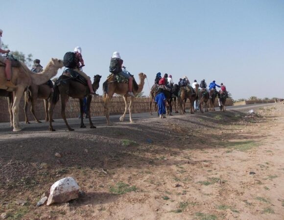 Nuit dans le désert depart en dromadaire